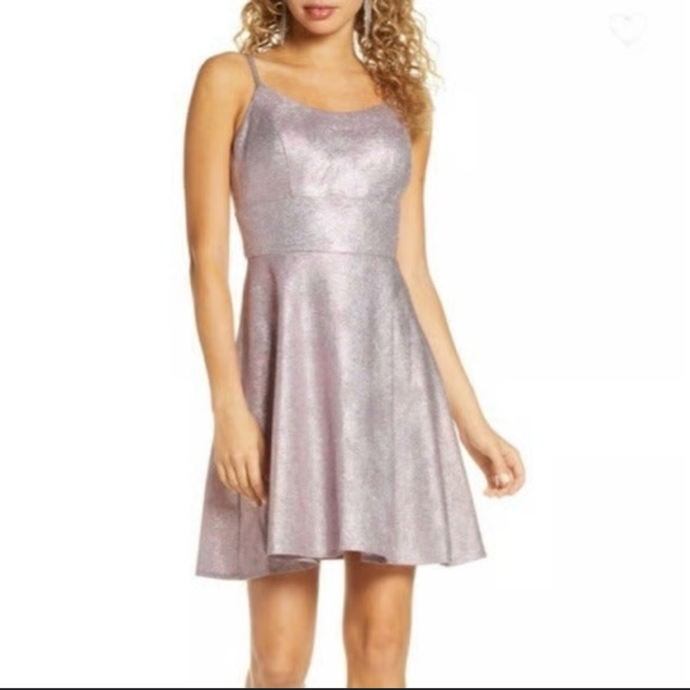NEW Morgan & Co. Metallic Sleeveless Fit & Flare Dress Pink Tone Juniors Size 1